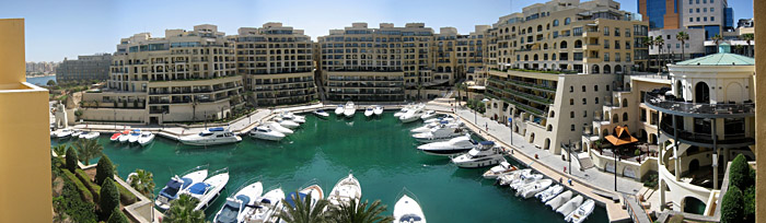 Ausblick aus Zimmer 607 im Hotel Hilton, Malta; Bild größerklickbar